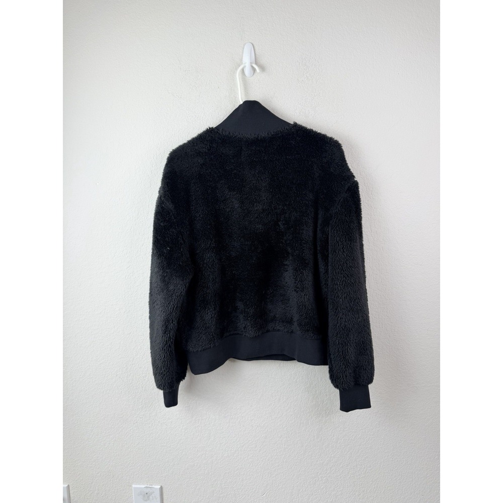 UGG Sherpa Fleece Pullover Women's M Black Half Zip Teddy Faux Fur Granola Cozy‎ - Picture 5 of 8